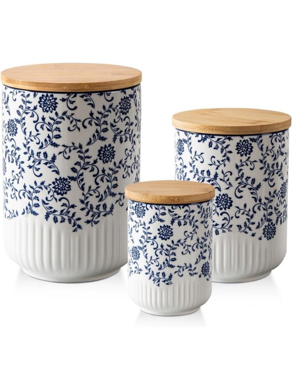 Set of 3 Ceramic Kitchen Canisters - 74oz, 36oz, 18oz - Stylish Storage Jars